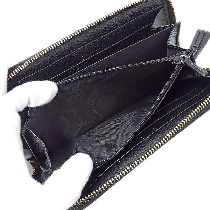 Gucci Wallet Women Men Branded Long Wallet Soho Leather Black 598187 Black