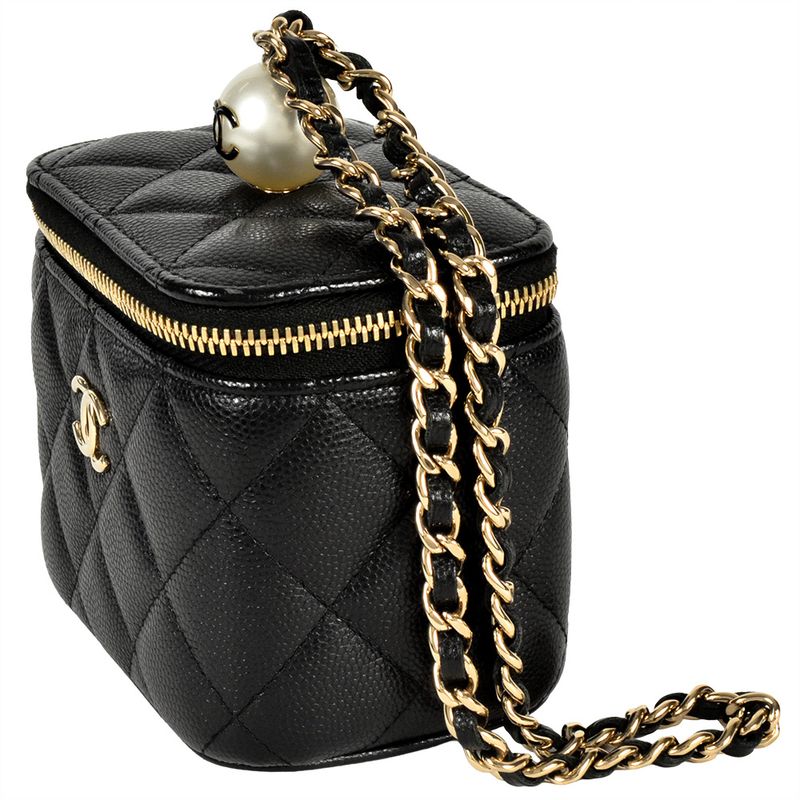 Chanel Vanity Mini Chain Pouch Caviar Skin Black 8-digit 31st Coco Pearl