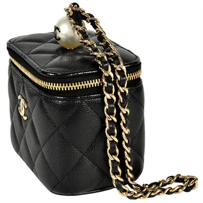 Chanel Vanity Mini Chain Pouch Caviar Skin Black 8-digit 31st Coco Pearl