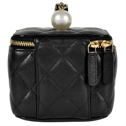 Chanel Vanity Mini Chain Pouch Caviar Skin Black 8-digit 31st Coco Pearl