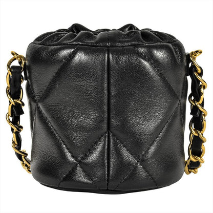 Chanel Matelasse Mini Chain Pouch Shoulder Bag Lamb Skin Ap2330 Black Gold