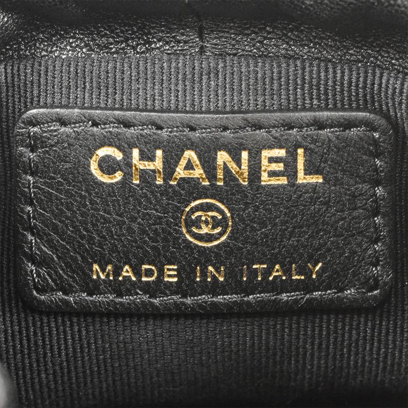 Chanel Matelasse Mini Chain Pouch Shoulder Bag Lamb Skin Ap2330 Black Gold