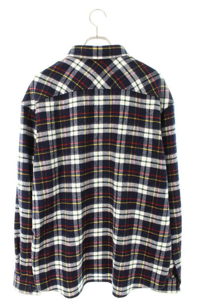 Celine Rc07h0h06 Anagram Brushed Check Wool Long Sleeve Shirt Men's 40