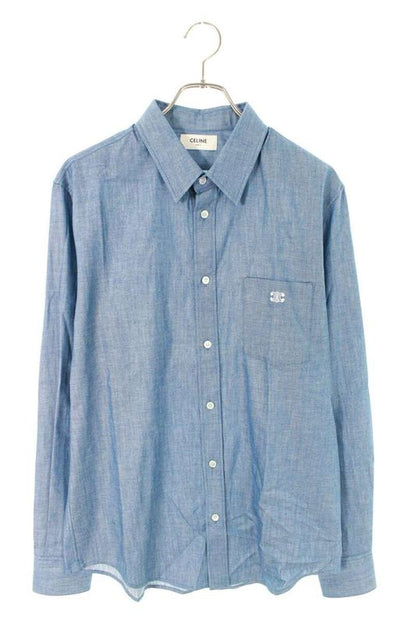 Celine 25AW 2c982140o Anagram Embroidery Chien Bray Long Sleeve Shirt Men 39