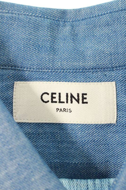 Celine 25AW 2c982140o Anagram Embroidery Chien Bray Long Sleeve Shirt Men 39