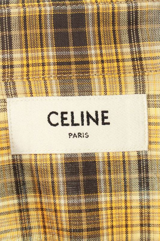 Celine 25AW 2c9820w22 Triomphe Loose Checked Long Sleeve Shirt Men's 42