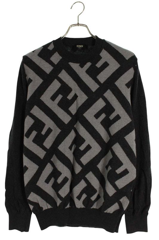 Fendi Fzx091 APJK Zucca Pattern Knit Men's 52