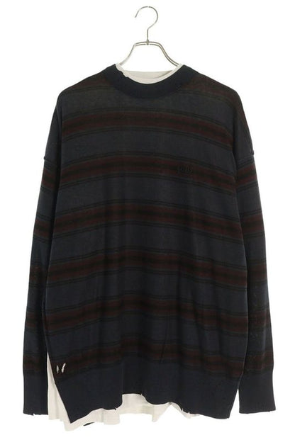 Balenciaga 25AW 831101 T3401 Layered Border Sweatshirt Knit Men's M