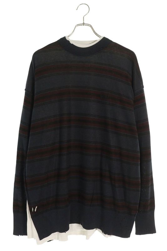 Balenciaga 25AW 831101 T3401 Layered Border Sweatshirt Knit Men's M