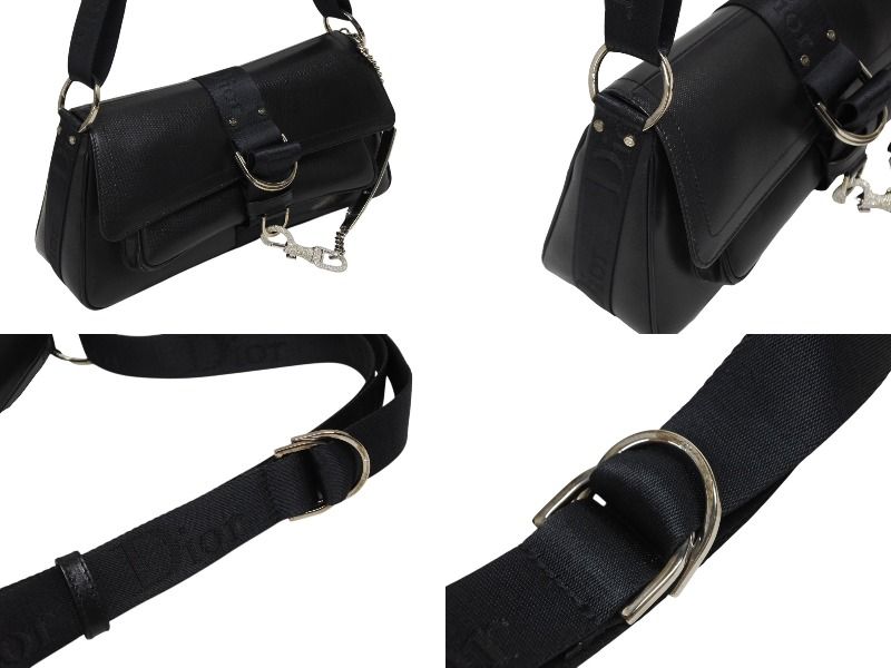 Dior Galliano Era Hardcore Shoulder Bag Rhinestone Leather Black — view 4