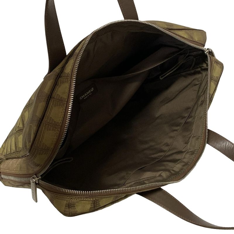 Chanel New Travel Line Business Bag Brown×khaki Leather