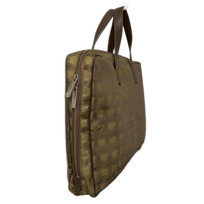 Chanel New Travel Line Business Bag Brown×khaki Leather