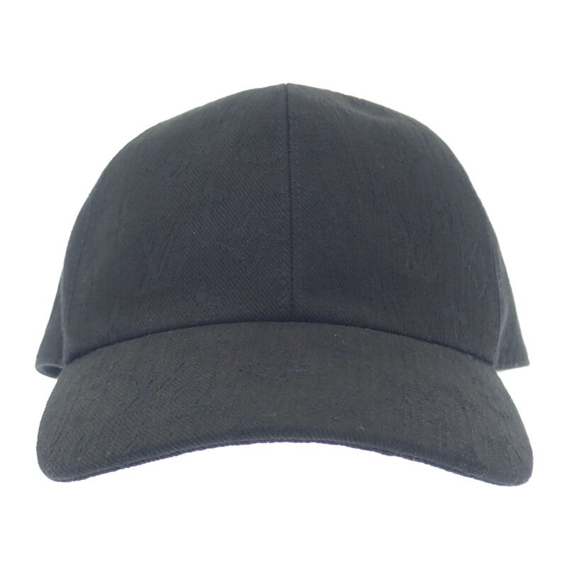 Louis Vuitton Monogram Essential M76585 Baseball Cap Cotton Leather Black Men's