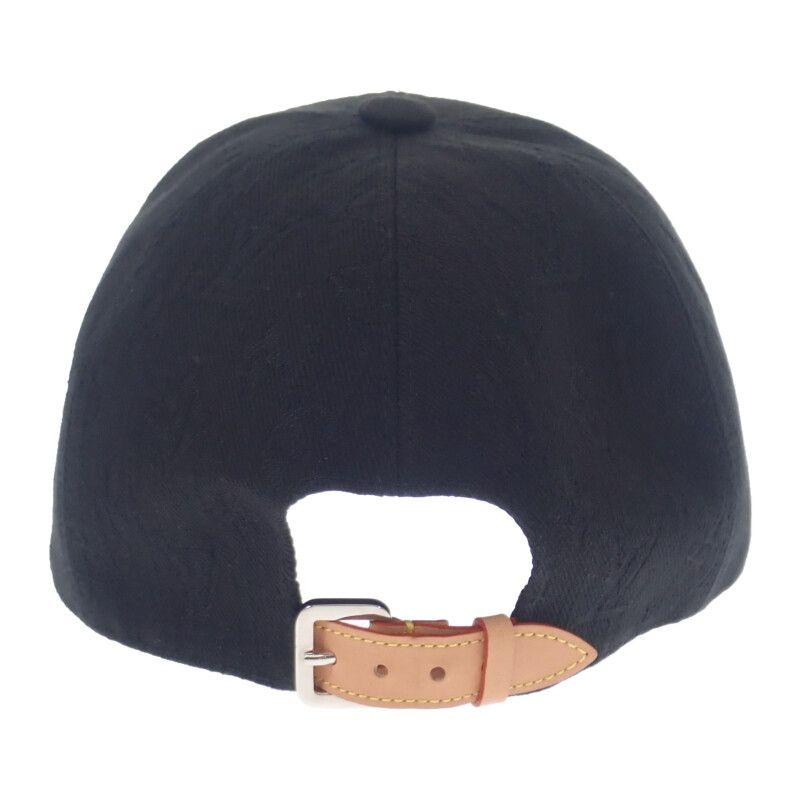Louis Vuitton Monogram Essential M76585 Baseball Cap Cotton Leather Black Men's