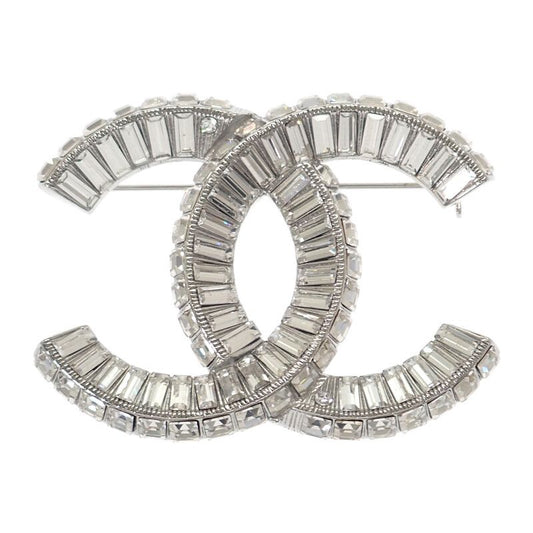 Chanel Coco Mark Brooch Ab63085 Y02003 Z3502 Metal Crystal Silver Accessories