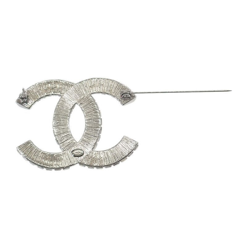 Chanel Coco Mark Brooch Ab63085 Y02003 Z3502 Metal Crystal Silver Accessories