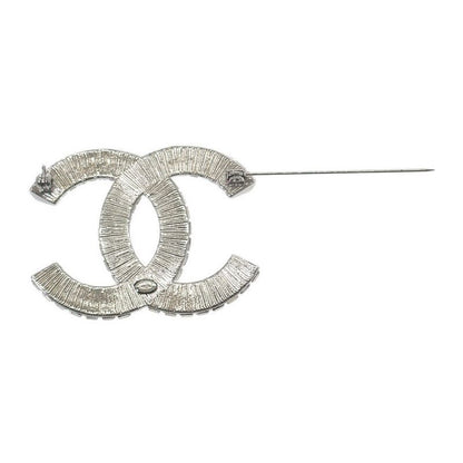 Chanel Coco Mark Brooch Ab63085 Y02003 Z3502 Metal Crystal Silver Accessories