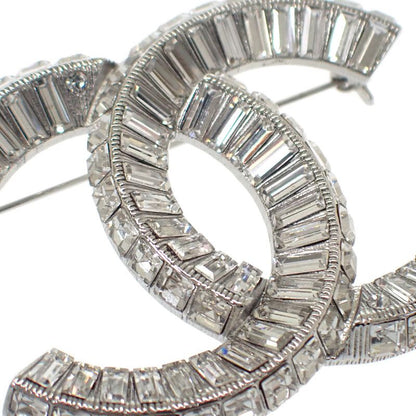 Chanel Coco Mark Brooch Ab63085 Y02003 Z3502 Metal Crystal Silver Accessories