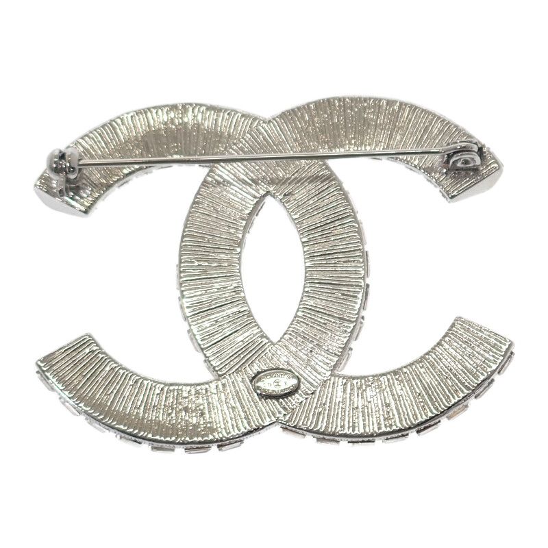 Chanel Coco Mark Brooch Ab63085 Y02003 Z3502 Metal Crystal Silver Accessories