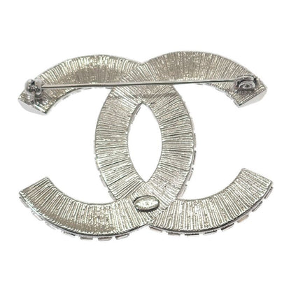 Chanel Coco Mark Brooch Ab63085 Y02003 Z3502 Metal Crystal Silver Accessories