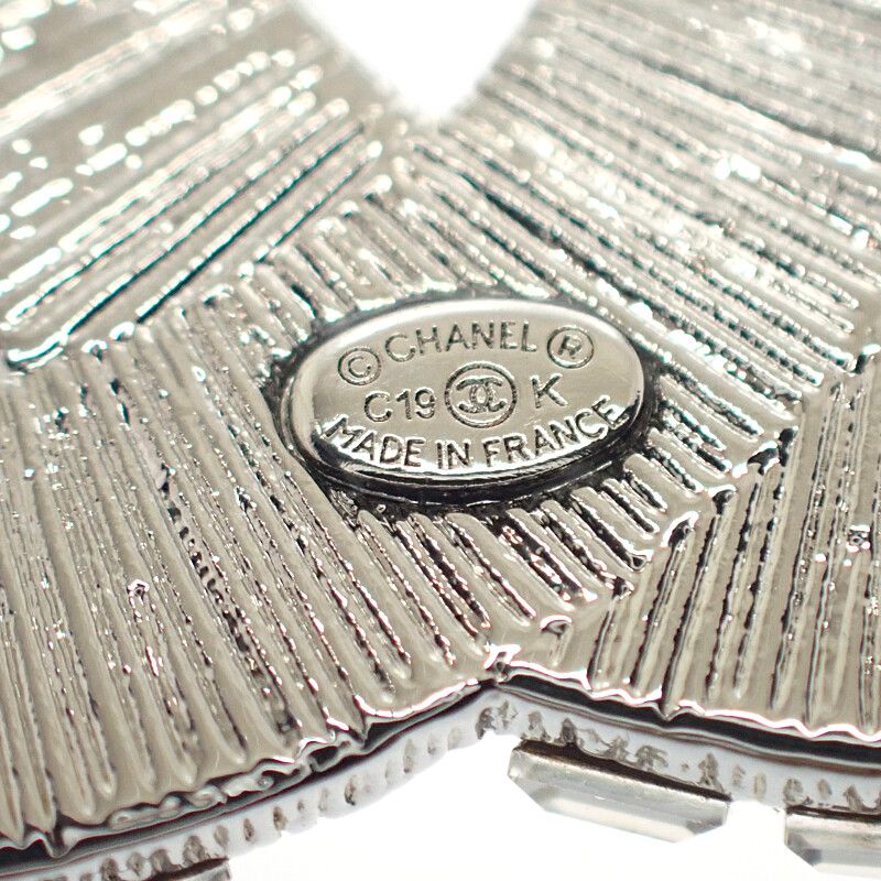 Chanel Coco Mark Brooch Ab63085 Y02003 Z3502 Metal Crystal Silver Accessories