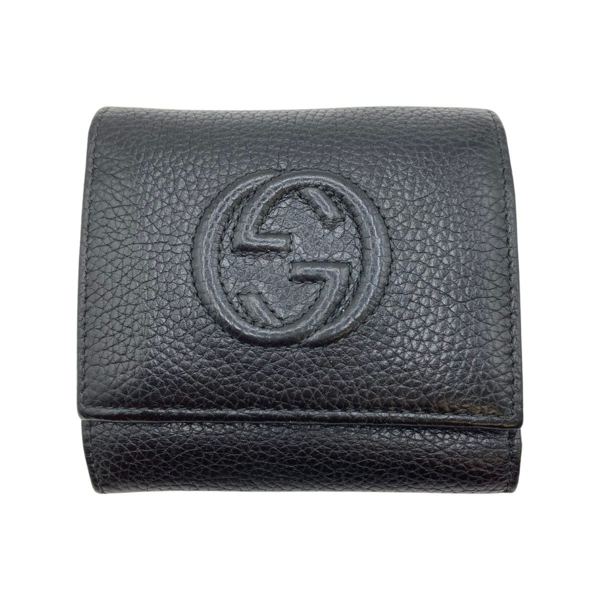 Gucci Soho Trifold Wallet GG Mark 598207 Black Shape Softening Yes