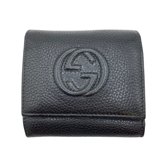 Gucci Soho Trifold Wallet GG Mark 598207 Black Shape Softening Yes