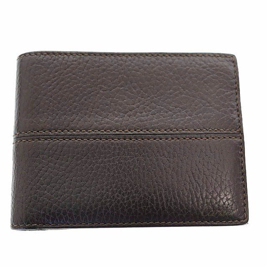 Cartier Saddle Stitch Leather Bifold Billfold Card Case Wallet Brown Brand