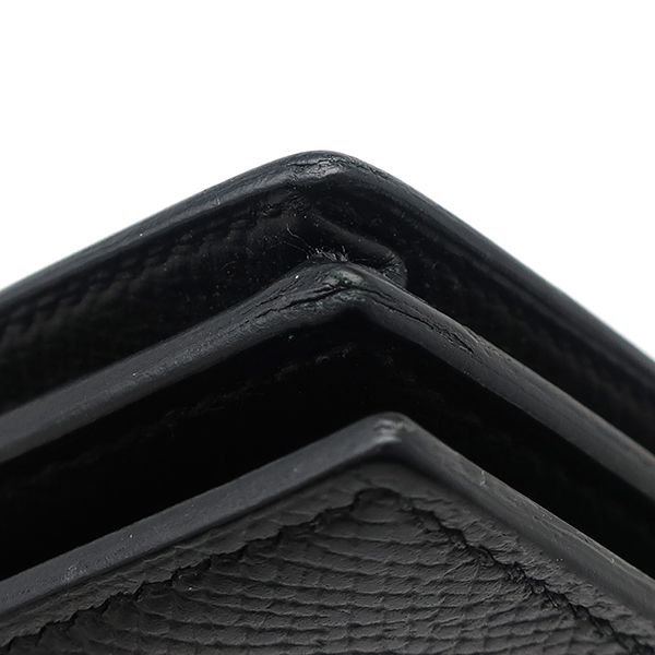 Hermes Long Wallet Bearn Souffle Vaux Epson Black Silver Hardware Black Bifold