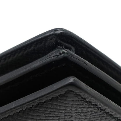 Hermes Long Wallet Bearn Souffle Vaux Epson Black Silver Hardware Black Bifold