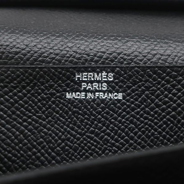 Hermes Long Wallet Bearn Souffle Vaux Epson Black Silver Hardware Black Bifold