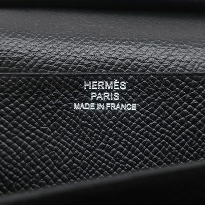 Hermes Long Wallet Bearn Souffle Vaux Epson Black Silver Hardware Black Bifold