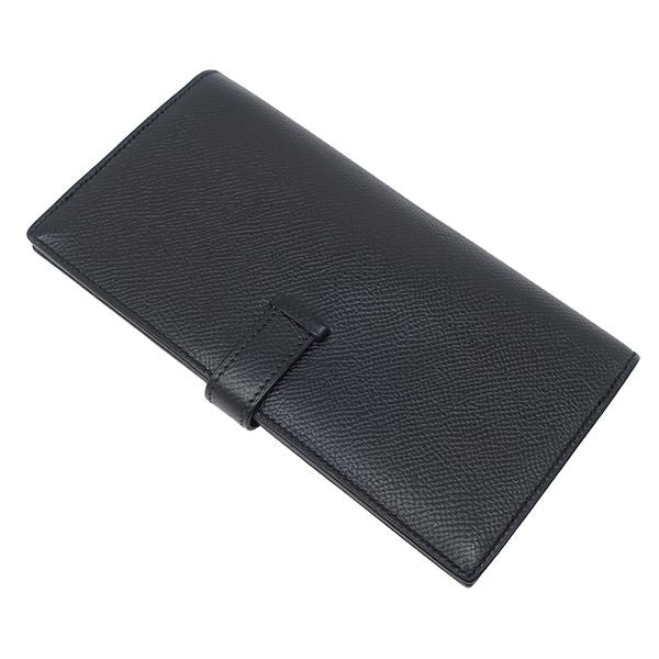 Hermes Long Wallet Bearn Souffle Vaux Epson Black Silver Hardware Black Bifold