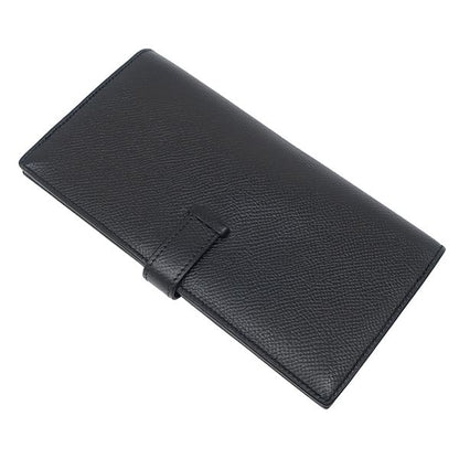Hermes Long Wallet Bearn Souffle Vaux Epson Black Silver Hardware Black Bifold