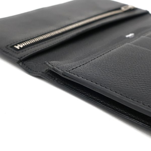 Hermes Long Wallet Bearn Souffle Vaux Epson Black Silver Hardware Black Bifold