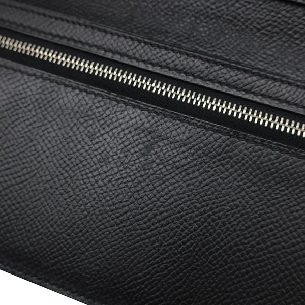 Hermes Long Wallet Bearn Souffle Vaux Epson Black Silver Hardware Black Bifold