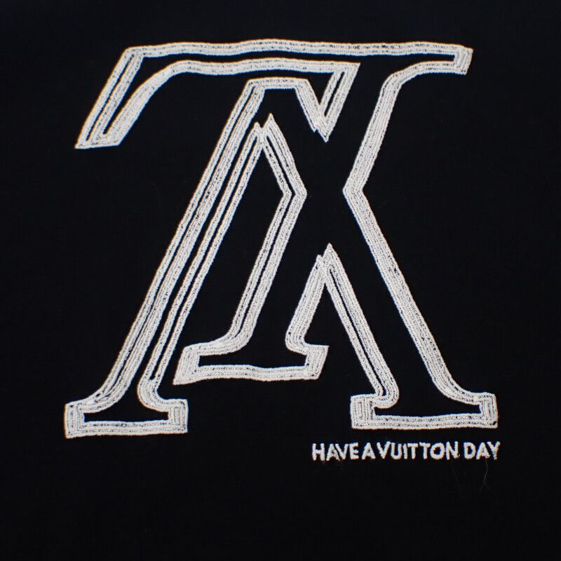 Louis Vuitton Upside Down XL Short Sleeve T-shirt Cotton Black White Men's [AB