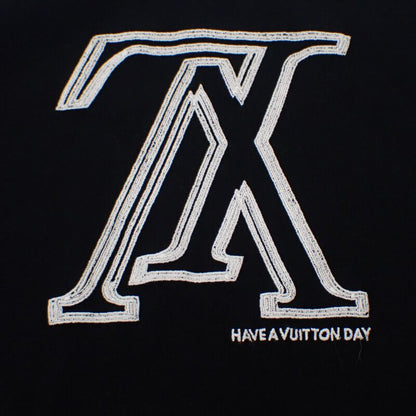Louis Vuitton Upside Down XL Short Sleeve T-shirt Cotton Black White Men's [AB