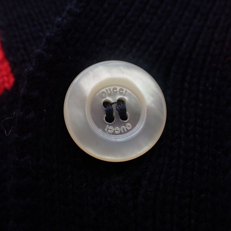 Gucci Striped GG Jacquard 523048_x9107 Cardigan Cotton Navy Men Casual [A Rank