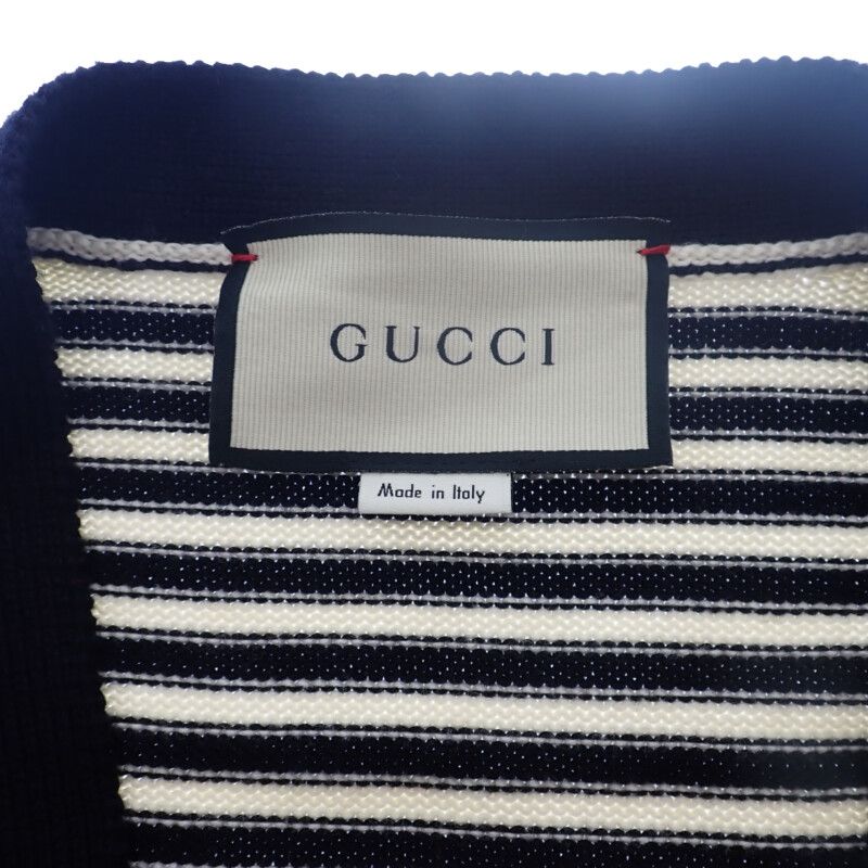 Gucci Striped GG Jacquard 523048_x9107 Cardigan Cotton Navy Men Casual [A Rank