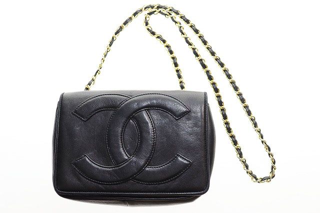 Chanel Decacoco Lambskin Leather Chain Mini Shoulder Bag Black [brand Old