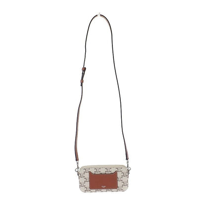 Celine Triomphe Horizontal Pouch 10l272dm5.04le Shoulder Bag Canvas Leather Tan