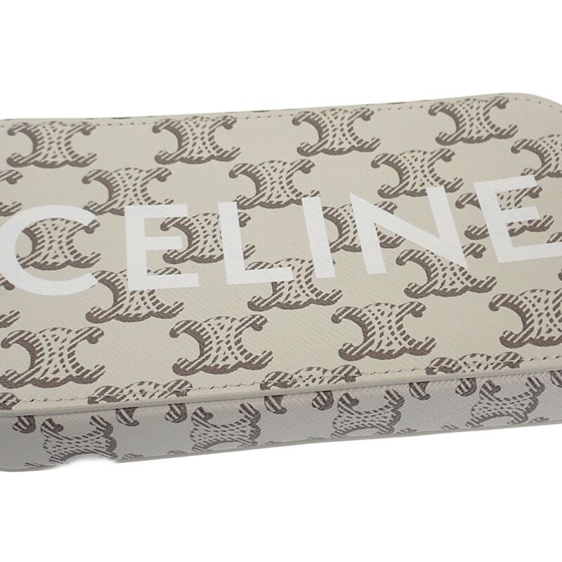 Celine Triomphe Horizontal Pouch 10l272dm5.04le Shoulder Bag Canvas Leather Tan