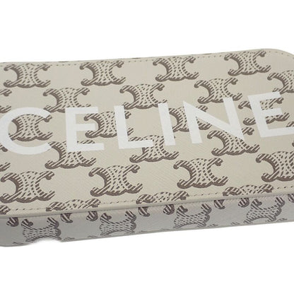 Celine Triomphe Horizontal Pouch 10l272dm5.04le Shoulder Bag Canvas Leather Tan