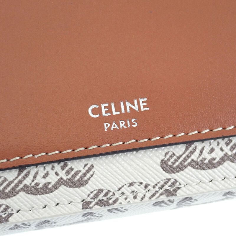 Celine Triomphe Horizontal Pouch 10l272dm5.04le Shoulder Bag Canvas Leather Tan
