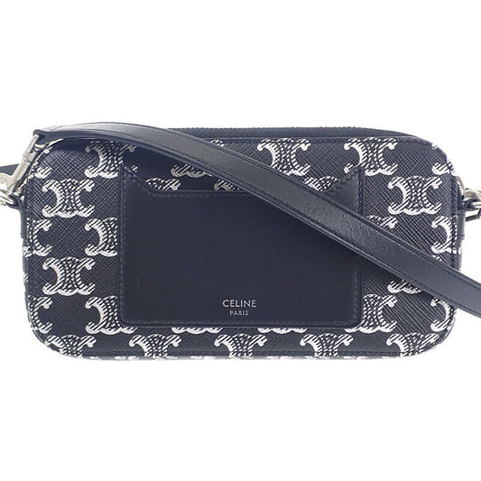 Celine Triomphe Horizontal Pouch 10l272ev5.36sb Shoulder Bag Canvas Leather