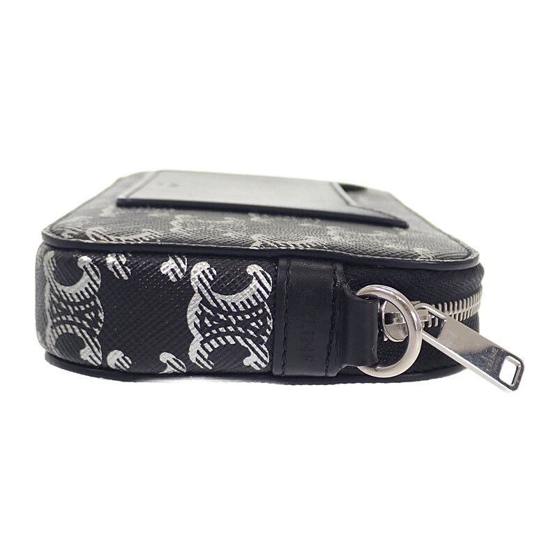 Celine Triomphe Horizontal Pouch 10l272ev5.36sb Shoulder Bag Canvas Leather