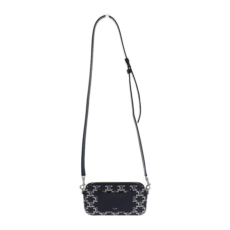 Celine Triomphe Horizontal Pouch 10l272ev5.36sb Shoulder Bag Canvas Leather