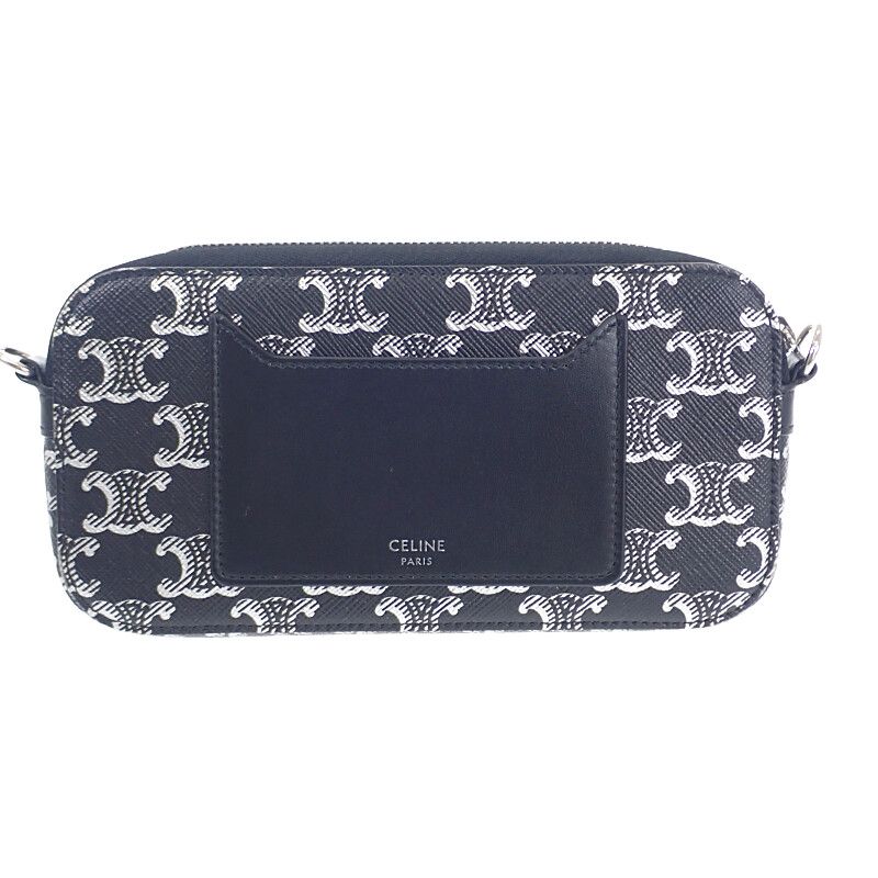 Celine Triomphe Horizontal Pouch 10l272ev5.36sb Shoulder Bag Canvas Leather