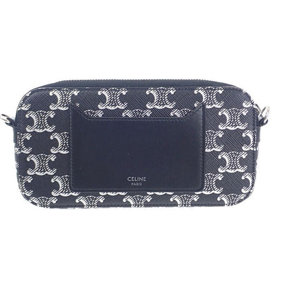 Celine Triomphe Horizontal Pouch 10l272ev5.36sb Shoulder Bag Canvas Leather